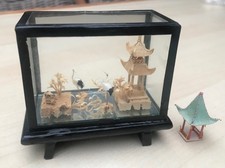Dolls House Curio Cabinet 1:12 Scale  Oriental contents glass and wood showcase