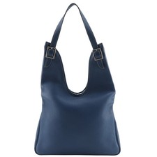 HERMES Masai PM Shoulder Bag Blue Taurillon Clemence Women