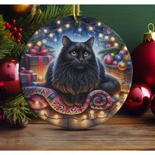 Black Cat Christmas Ornament