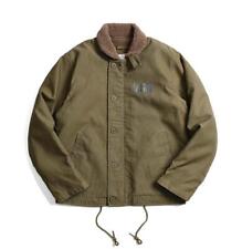 Vintage Navy N-1 Deck Jacket USN Men's Bomber Jacket Cotton Coats Fleece Parka