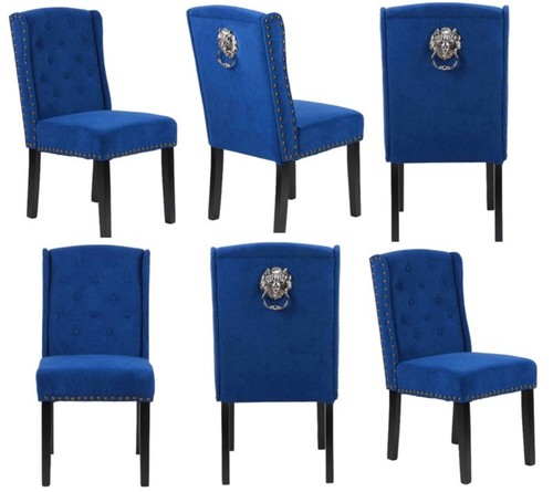 Blue velvet dining chairs - 6,