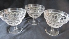 3 Vintage Pall Mall Glass Sundae Dishes - Etched with Scrolls and Swags