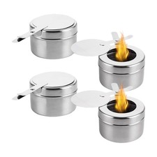 4Pcs Stainless Steel Gel Burners with Lid For Outdoor Cooking Camping