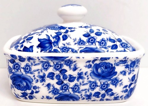 Delft blue butter dish bone - blue,