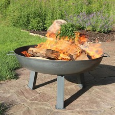 30 in Rustic Cast Iron Outdoor Raised Fire Pit Bowl - Steel by Sunnydaze