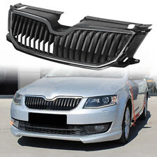 FOR SKODA OCTAVIA MK3 2013-17 GLOSS BLACK FRONT RADIATOR BUMPER GRILLE UPPER TOP