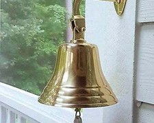 Solid 8 inch Brass Ship Pub Door Bell With Heavy Mounting Bracket with Lanyard