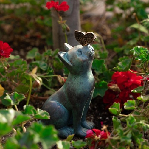 Garden ornaments curious cat - garden,