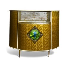 BARGET LONDON DRINKS CABINET GIN BAR VINYL AND FORMICA ART DECO STYLE C1960s