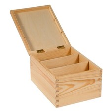 Wooden Storage Box with Lid Beech Wood 24 x 18 cm CD, Letters, Photos Organiser