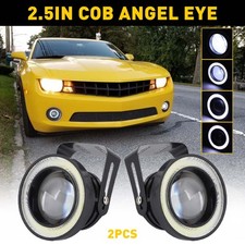 2Pcs Universal 2.5" Round Projector LED DRL Halo Angel Eyes Fog Lights Lamp USA