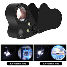 30X 60X Illuminated Jewelers Eye Loupe Magnifier Foldable with LED for Jewelry