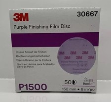 3M 30667 Hookit Purple Finishing Film Disc Sand Sanding Buff Polish 6”P1500 grit