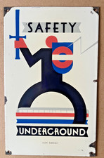 Genuine LT  London Underground "Safety Underground" Enamel Sign. 1933. 16" x 10"
