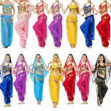 Belly Dance Costume Bollywood Indian Dance Dress Carnival Party Top Pants Set UK
