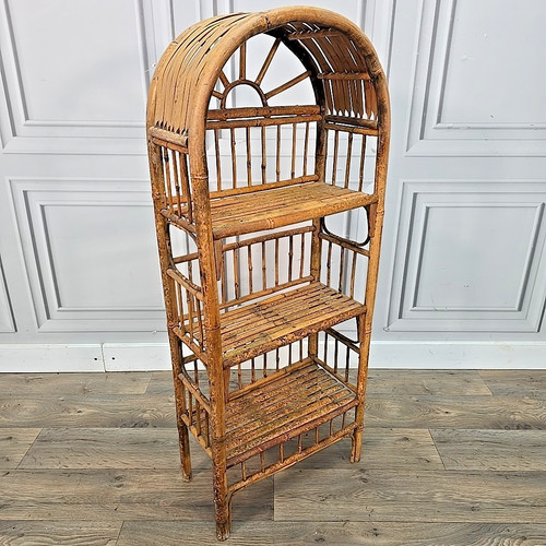 Vintage bamboo rattan bookcase - rattan,