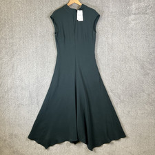 Reiss Dress Womens Size UK 8 Green Sleeveless Fit & Flare Midi Tie Neck Libby