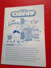 2001 Hasbro The Simpsons Edition Cluedo Instructions Rules Booklet Book