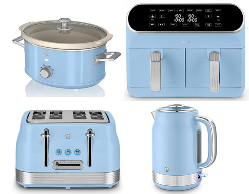 Swan retro blue kettle toaster - retro,