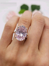 5 Ct Certified Treated Lovely Pink Diamond Solitaire Ring In 925 Sterling Silver