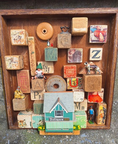 Antique wooden toy blocks - toy,