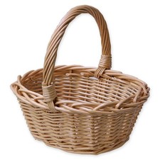 Small Wicker Flower Girl Shopping Basket Woven Handle Wedding Halloween Easter