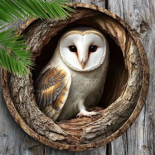 Realistic barn owl metal - realistic, 2d