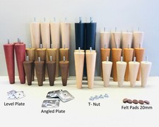 4 x WOODEN FURNITURE FEET, LEGS FOR SOFA, STOOL, BED, COUCH, CABINET, M8 / PLATE