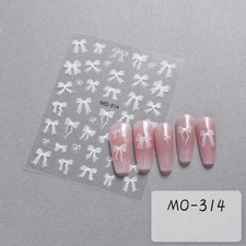 3D Bowknot Nails Art Stickers White Bows Nail Sticker Ribbon Bows Nails Decals