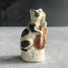 RARE 19th Century Staffordshire Cat Figure With Violin Fiddle English C 1880