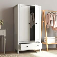 Modern 2 Door Wardrobe with 1 Drawer Storage Closet Hanging Rod Wardrobe