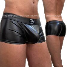 Jockmail Mens High Shine PU Coated Boxer Underwear Short w Bulge Pouch Detail