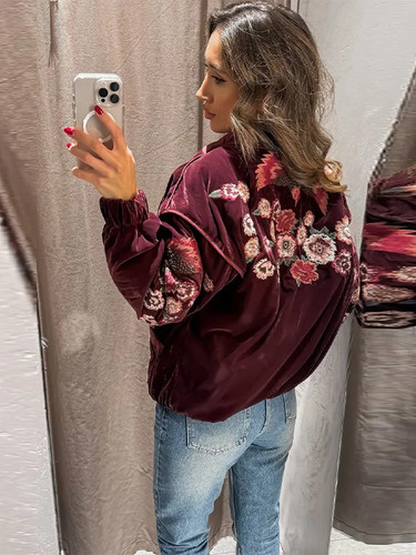 Zara plum floral embroidered - zara,