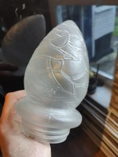 Antique Art Deco Frosted Cracked Ice Glass Spelter Lamp Shade Screw Thread 3⅜"