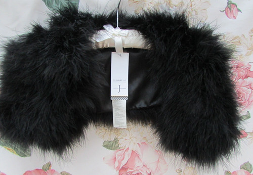 Bnwt black feather fur effect - feather,