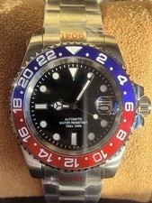 Mens Custom 40mm 'Pepsi Sub' Watch Seiko TMI NH35 Automatic movt Divers 10atm