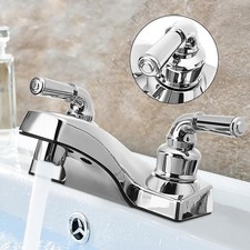 4in 2 handle 3 hole Mixer Tap Kitchen Sink Bathroom  Basin Faucet Vanity Cold Ho