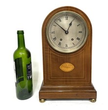 Large French Antique Mahogany Inlaid Bracket Mantel Clock by FRITZ MARTI