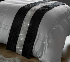 Bed Runner Diamante Sparkle Black Crushed Velvet SECONDS £17 198 X 48 CM