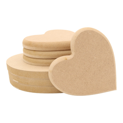 Wooden mdf heart round - mdf,