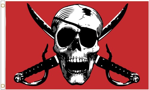 Crimson pirate skull polyester - crimson,