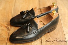 John Lobb Black Leather Tasselled Loafers Shoes Mens UK 7 EE US 8 US 41