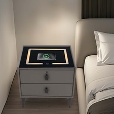  Bluetooth Speaker Smart Bedside Table with Light USB& Wireless Charging