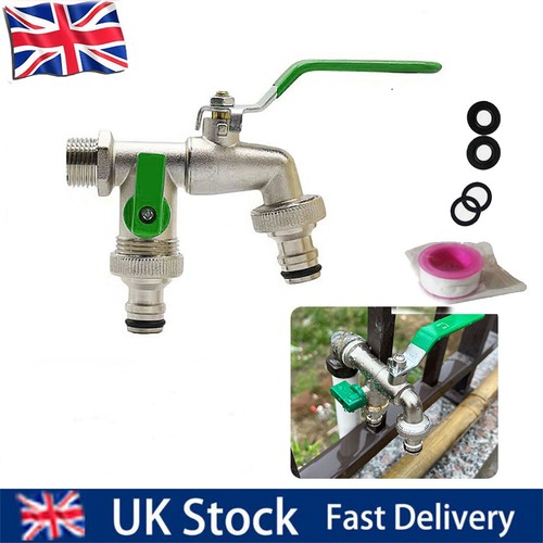 Double garden tap with 2 - double, 1/2