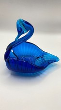 Blue Art Glass Swan VTG Retro