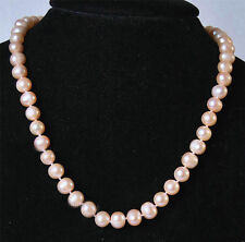 8-9mm Natural Genuine Pink Akoya Cultured Baroque Pearl Jewelry Necklace 20"