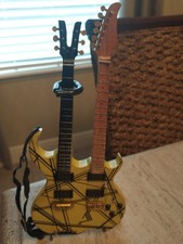 Rare Eddie Van Halen Miniature Replica Twin Neck Bumblebee Yellow & Black Guitar
