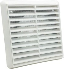 White Extractor Fan Ducting Wall Fixed Louvered Grille Ventilation 4" / 100mm