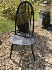 SOLID ELM QUAKER WINDSOR ERCOL DINING CHAIRS PITCH BLACK