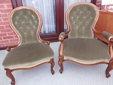 Matched pair of craftsman made Victorian Style Spoon Back drawing room chairs